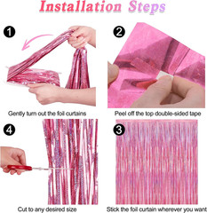 2 Pack Glitter Pink Backdrop, 3.28 FT X 7.05 FT Birthday Party Decorations, Lase