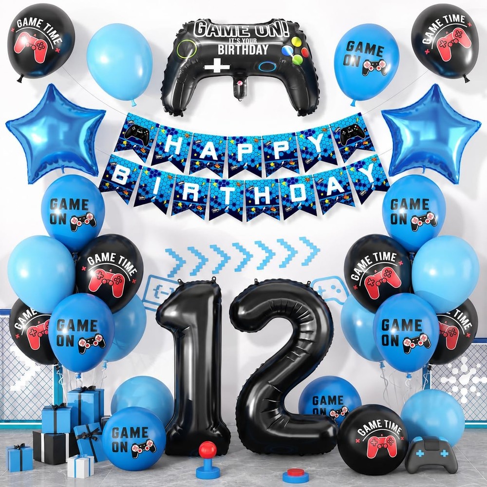 12th Birthday Decorations for Boys,Video Game Birthday Party Decoration with …