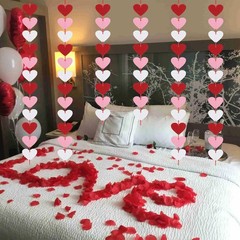 72 Red Pink White Felt Hearts Garland – NO DIY – Valentines Day Decor – Valen…