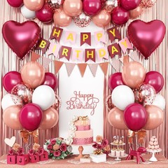 Burgundy Birthday Decorations,Happy Birthday Banner Wine Red Balloons Fringe …
