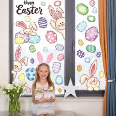 37 PCS Easter Decor, 4 Sheets Window Clings, 9.84 x 13.78 37, Colorful