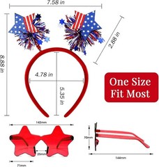 Festive 4 PCS Independence Day Accessories – Comfortable Headbands & Sunglasses