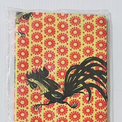 Vintage PAPER ART MCM 60” X 102” Tablecloth Yellow Red Black Rooster Rectangle