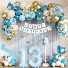 Birthday Decorations for Girls, Light Blue 13 Birthday Girl Decorations, 13th