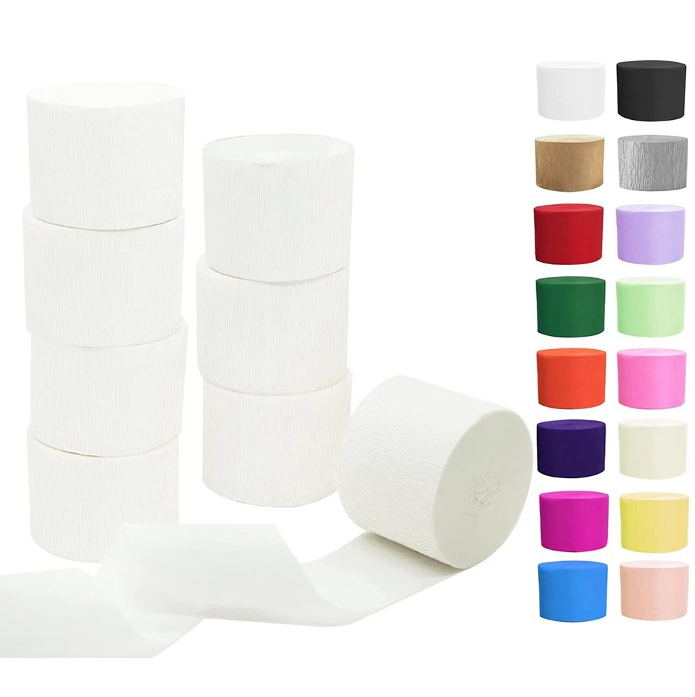 White Crepe Paper Streamers 8 Rolls 1.8×82 Ft 656ft Party Craft Decoration