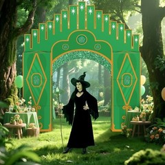 7 Pcs Emerald Cardboard Castle Green Wizard Playhouse Large Mainly Green, Gold