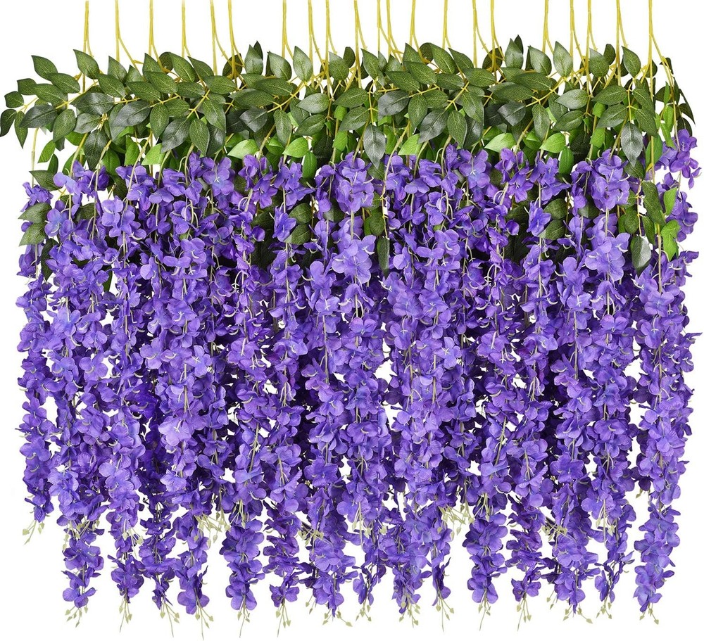 6 Pack 3.75 Feet/Piece Artificial Fake Wisteria Vine Ratta Hanging Garland Silk