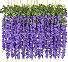 6 Pack 3.75 Feet/Piece Artificial Fake Wisteria Vine Ratta Hanging Garland Silk