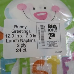 Large Easter Spring Bunny Party Supply Lot Napkins plates table cloths Bags Pan