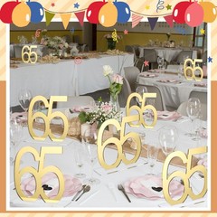 Mirror Gold 65th Birthday Decorations for Men and Women Acrylic Anniversary D…