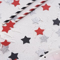 Red Black Silver Star Confetti 200 Count for 4th of July & More