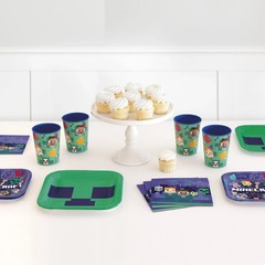 MINECRAFT 40PC. Party Kit for 8 (Large Plates, Small Plates, Napkins & Cups)-NEW