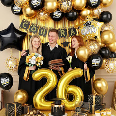 Black Gold Graduation Party Decorations, 2026 Graduation Decorations with Gold 2