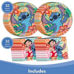 Unique 32 Pack Stitch Birthday Party Decorations – Lilo 9 inches, Multicolor