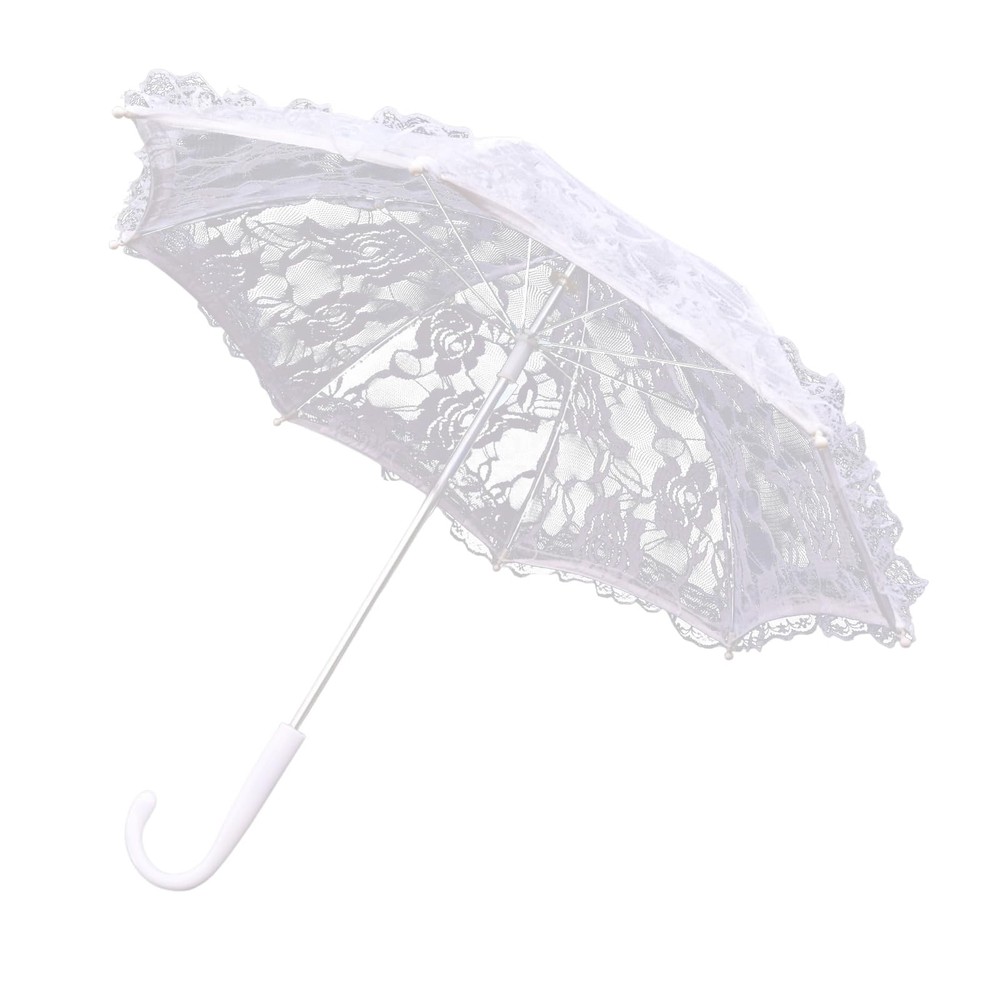Mini White Lace Parasol 19.6″, Vintage Embroidery Decorative Umbrella for Wed…