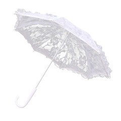 Mini White Lace Parasol 19.6″, Vintage Embroidery Decorative Umbrella for Wed…