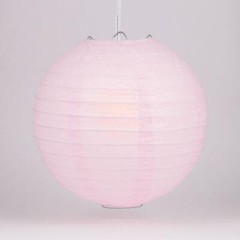 BULK PACK (12) 16″ Pink Round Paper Lantern, Even Ribbing, Chinese Hanging Weddi