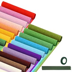18 Rolls Crepe Paper Streamers 10 x 98Inch 18 Colors 40 PCS Floral Iron Wire
