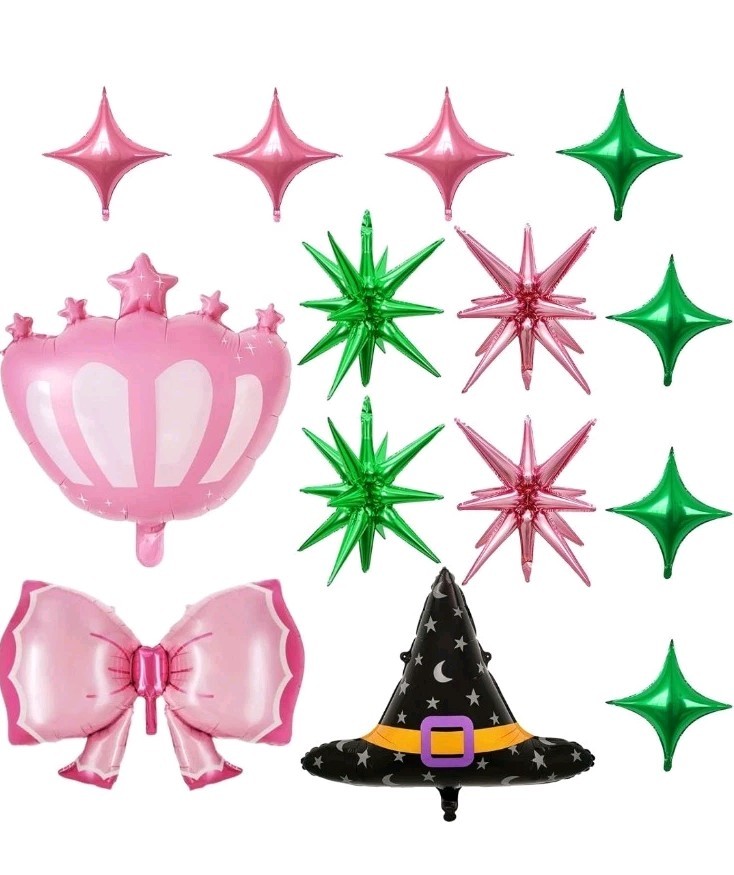 Wicked Witch Princess Pink Green Foil Balloon Kit Birthday Halloween Party Decor