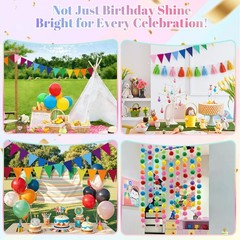 LGEBENGURU 4PCS Pre-Strung Happy Birthday Banner, 3D Felt HAPPY BIRTHDAY Garl…