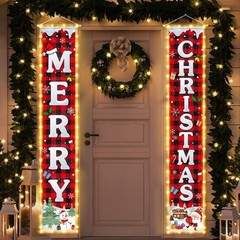 Merry Christmas Decorations Banner W String Lights Xmas Porch Welcome Sign