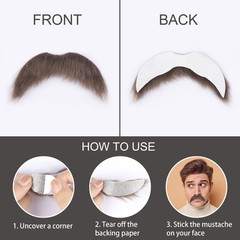Fake Mustache for Men Classic Halloween Self Adhesive Fake Beard Novelty Stic…