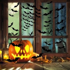 Halloween Party Decorations Bats Wall Decor 140PCS Realistic PVC 3D Black