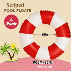 4PCS Floats for Adults Rings Striped Pool Float Large Swim Ring for Adults,30…