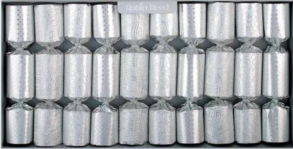 10 ELEGANT Embossed SILVER Foil Party Crackers Wedding 25th Anniversary Fun