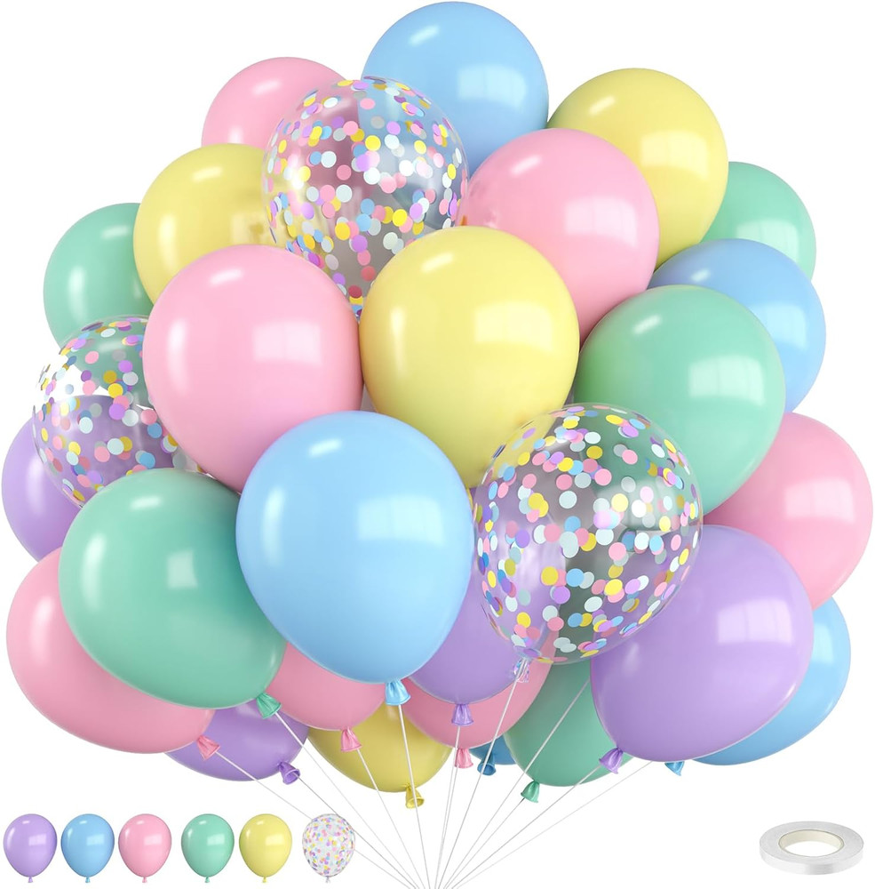 Pastel Balloons,12 Inch Rainbow Macaron Pink Blue Purple Green Yellow Colorful C