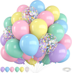 Pastel Balloons,12 Inch Rainbow Macaron Pink Blue Purple Green Yellow Colorful C