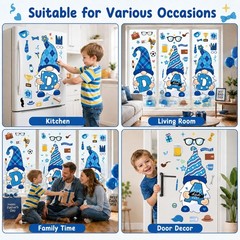 3 Sheets Extra Large Father’s Day Window Cling Decorations Blue Gnome Heart Wind
