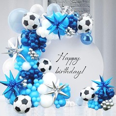 Soccer Balloon Arch Kit for Boys, Blue Silver White Balloons, Football Party …