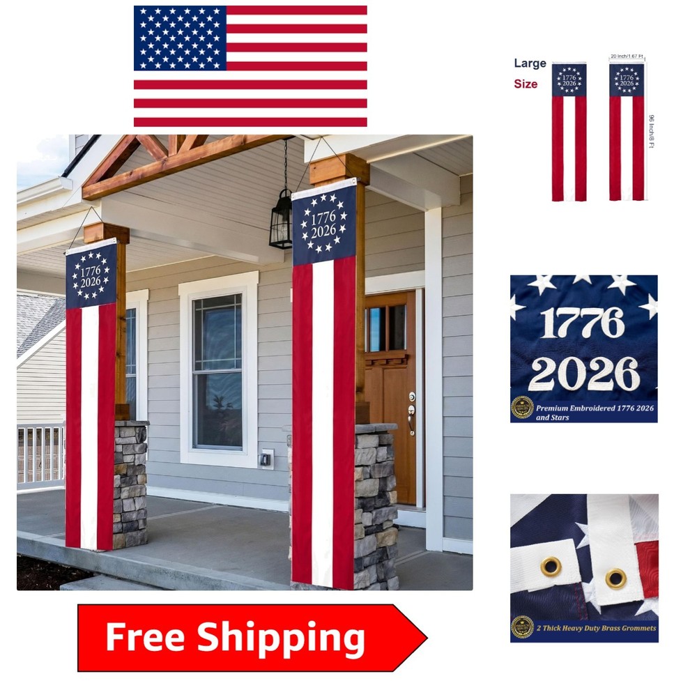 250th Anniversary Outdoor Banners 20×96″ – Embroidered Red, White & Blue Decor
