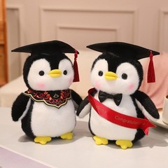 Graduation Penguin Plush Toy Stuffed Animal with Cap and Sash for Grad Gift
