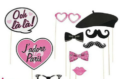 Paris J’adore Photo Booth Stick Props apparel accessories costume 12 Pieces