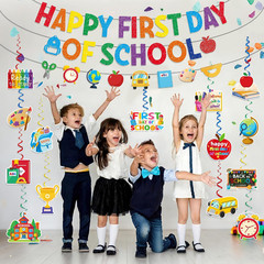First Day of School Decorations, Pre-Strung Glitter Happy First Day of School Ba