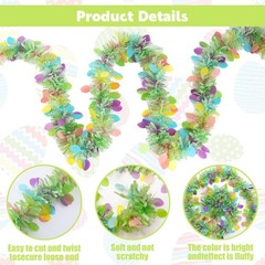 5 Pcs Easter Tinsel Garland,33 Feet Colorful Egg Tinsel Twist Garland Metalli…