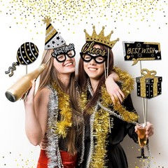 30 Pcs New Years Eve Photo Booth Props 2026 Party Supplies Selfie Decoration Kit