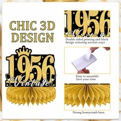 70th Birthday Decorations – 9PCS Vintage Black Gold Table Centerpieces