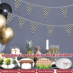100ft Checkered Flag Banner, Racing Flags Race Car Wheels Birthday Party Decorat