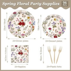 Sturdy 96 Count Vintage Floral Party Dinnerware – Perfect for Weddings & Showers