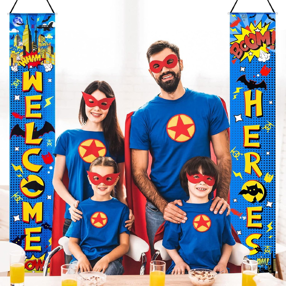 Hero Themed Party Decorations Welcome Heroes Porch Sign Door Banners Inspiration