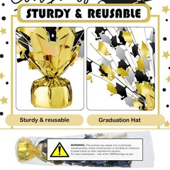 6 PCS Graduation Table Centerpieces 2026 Black Gold Silver Foil Hat Burst
