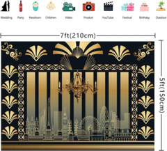 RUINI Roaring 20s Themed Backdrop Art Decor 1920s The Great Gatsby 7x5FT