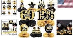 Elegant 60th Birthday Table Decorations – 9PCS Vintage Honeycomb Centerpieces