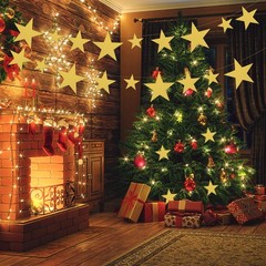 120PCS Glitter Gold Five Star Cutouts Paper