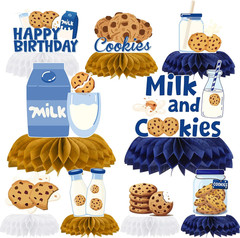 Milk Cookies Birthday Decorations – 9 Pcs Milk and Cookie 1St Birthday Honeycomb