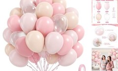 60pcs Light Pink Balloons 12inch with Pastel Clear Balloons for Pink Nude