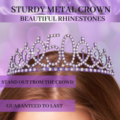 Purple Silver 50Th Birthday Decorations for Women | Banner, Sash and Crown, Cake